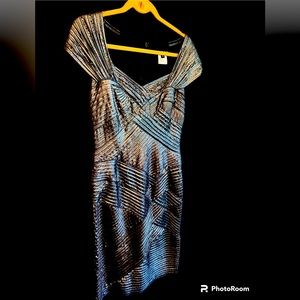 Tadashi Shoji silver sheath dress with cap sleeves